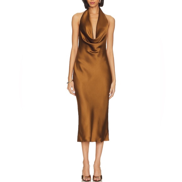 Norma Kamali Dresses & Skirts - NWT- Norma Kamali- Halter Drape Midi Dress in Woods- Size Medium